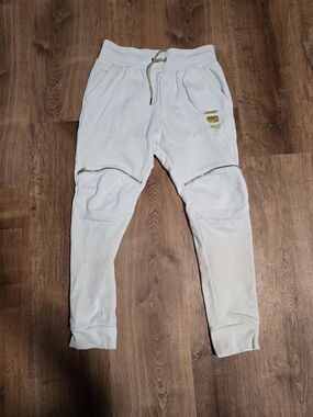 G-Star White Joggers with Gold Accents